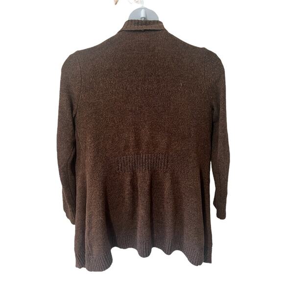 L.L. Bean Brown Cotton/Acrylic Open Cardigan Sweater - Large - Picture 2 of 4
